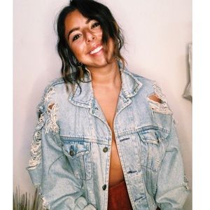 Gap vintage distressed oversized denim jacket